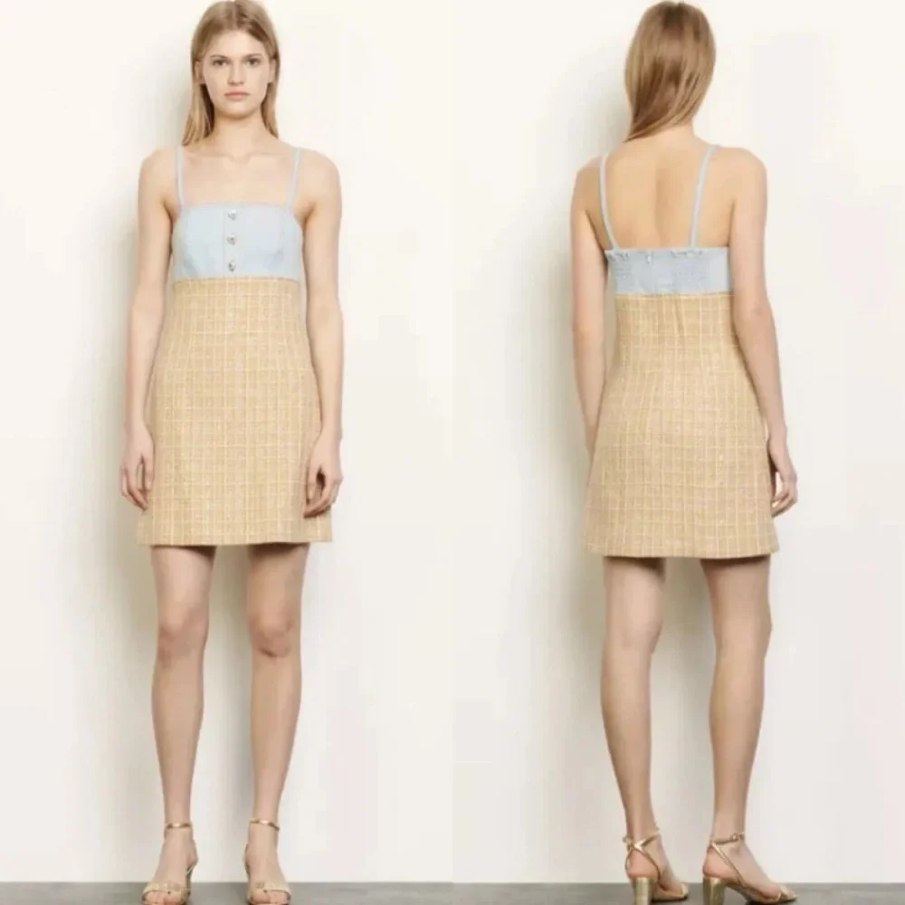 Sandro Mina Chambray & Metallic Tweed Dress - Picture 4 of 16